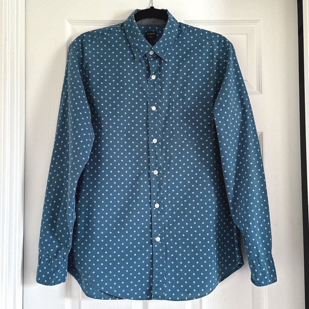 J.Crew Men's Floral Print Button-Down Shirt‎ Size M Long Sleeve 100% Cotton